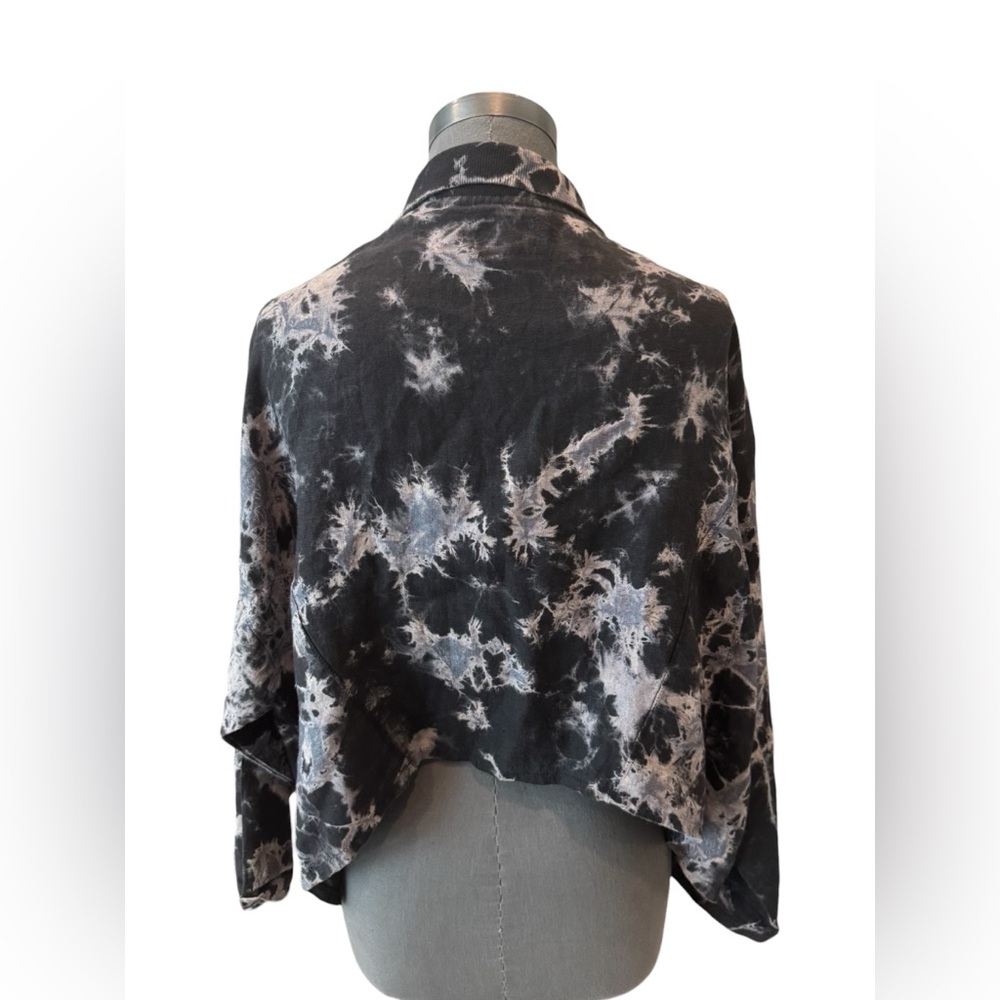 Completo Lino Arthurio Linen Poncho Jacket Zip Front M